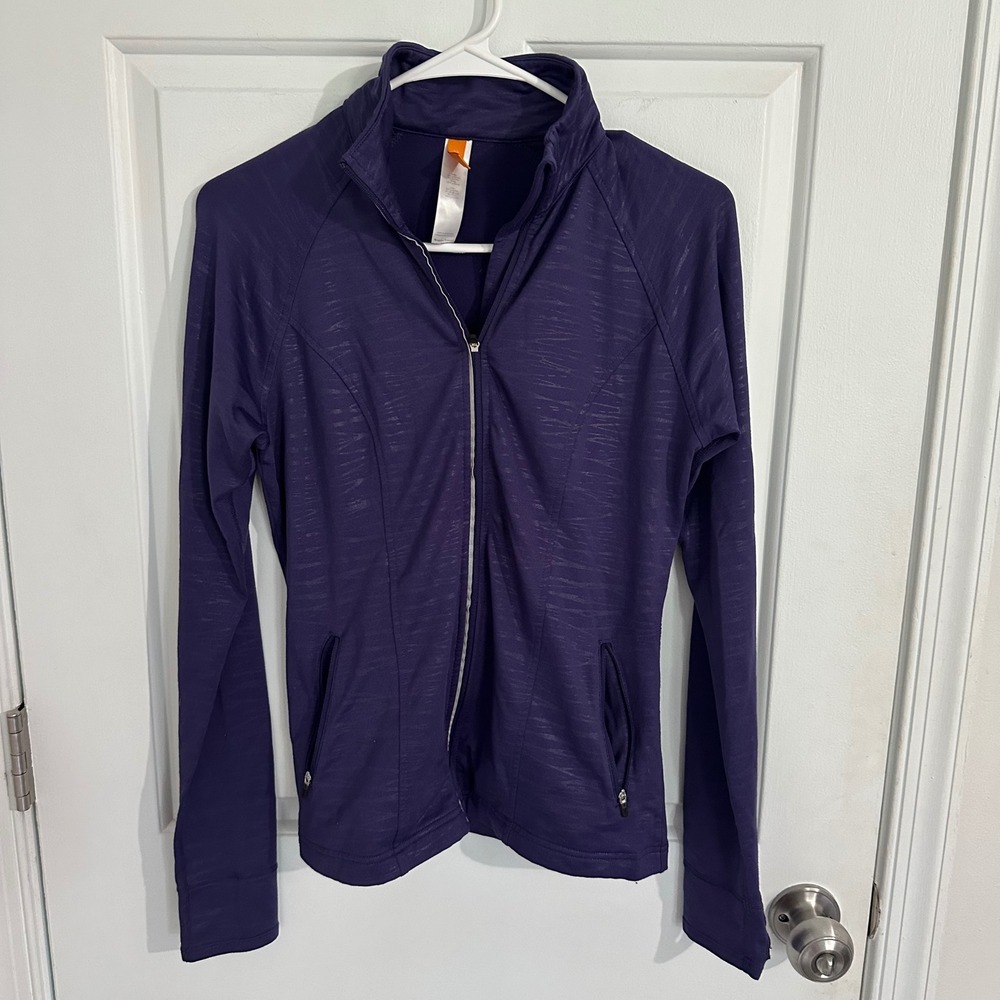 Lucy Womens XS Purple Full Zip Athletic Jacket Running Track Thumb Holes